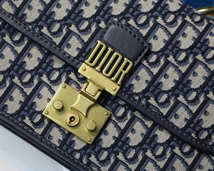 Dior Addict Oblique Canvas Flap Bag Blue D42002