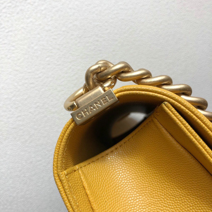 Medium Boy Chanel Grained Calfskin Handbag Yellow A67086