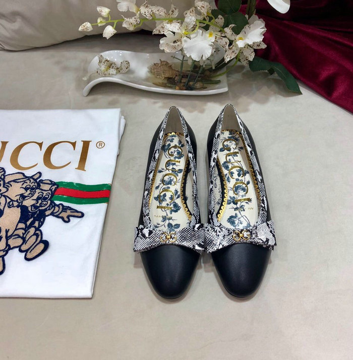 Gucci Leather ballet flat with Web bow 512464B