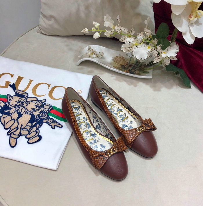 Gucci Leather ballet flat with Web bow 512464C