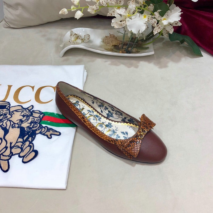 Gucci Leather ballet flat with Web bow 512464C