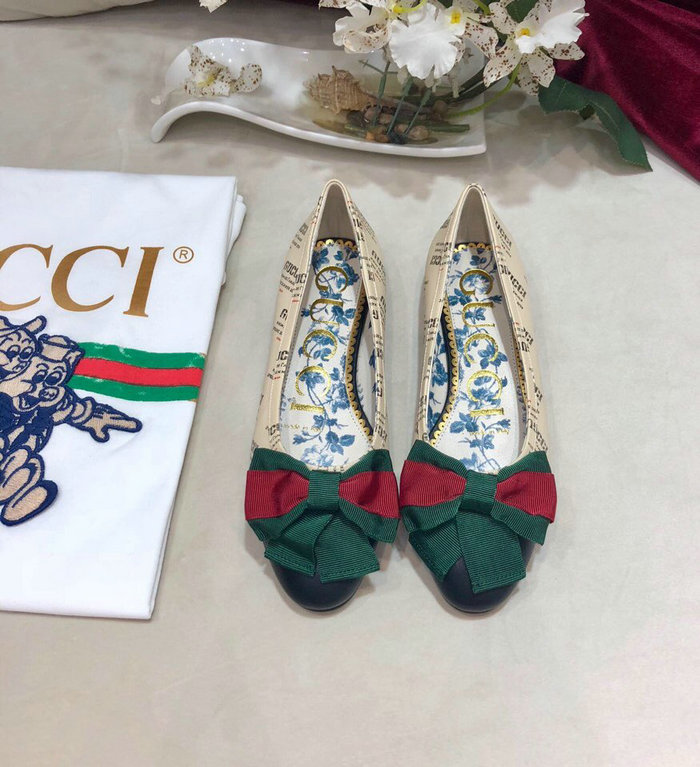 Gucci Leather ballet flat with Web bow 512464D