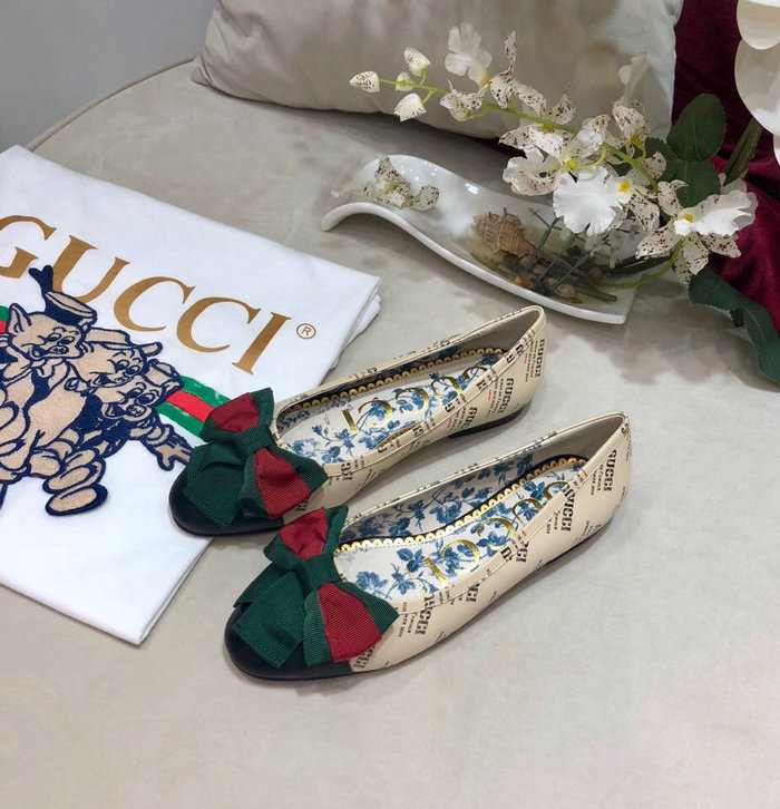 Gucci Leather ballet flat with Web bow 512464D