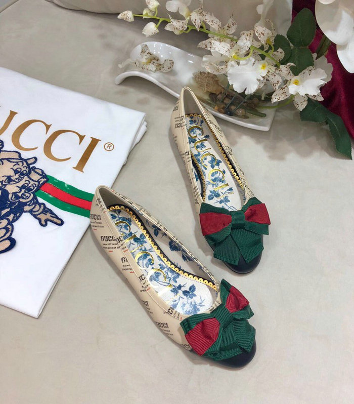 Gucci Leather ballet flat with Web bow 512464D