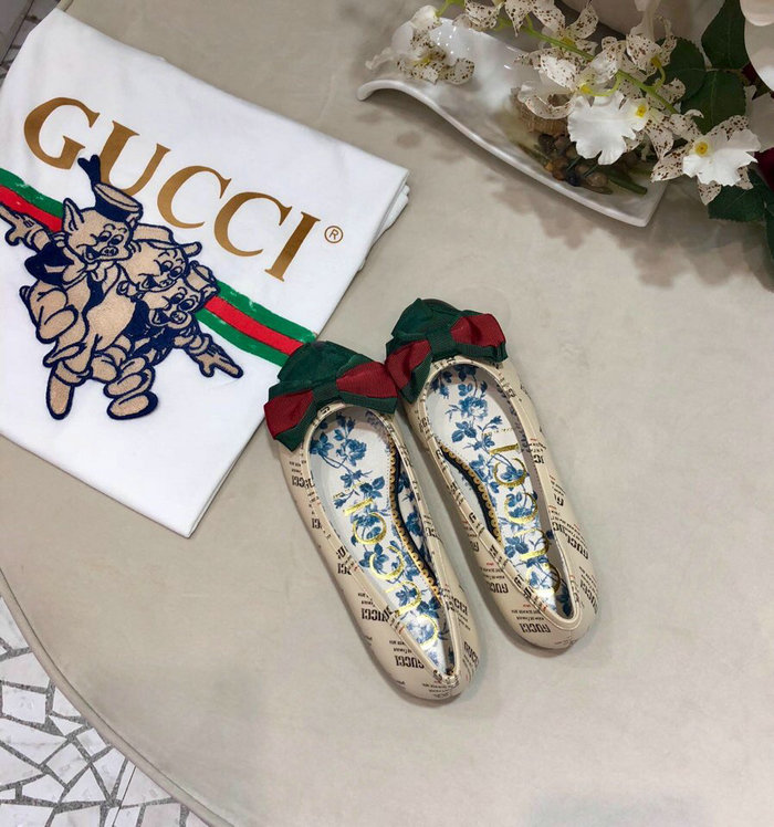 Gucci Leather ballet flat with Web bow 512464D