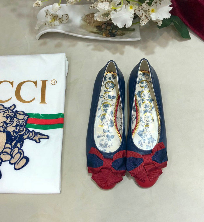 Gucci Leather ballet flat with Web bow 512464E