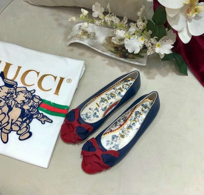 Gucci Leather ballet flat with Web bow 512464E