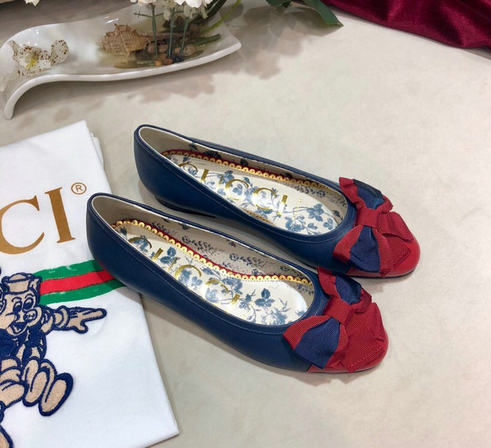 Gucci Leather ballet flat with Web bow 512464E