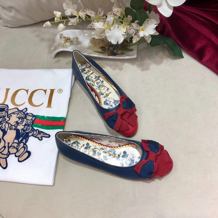 Gucci Leather ballet flat with Web bow 512464E