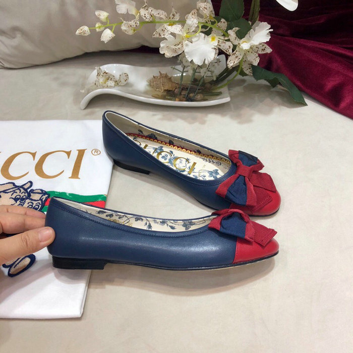 Gucci Leather ballet flat with Web bow 512464E