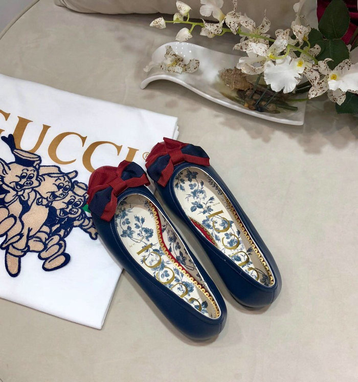 Gucci Leather ballet flat with Web bow 512464E