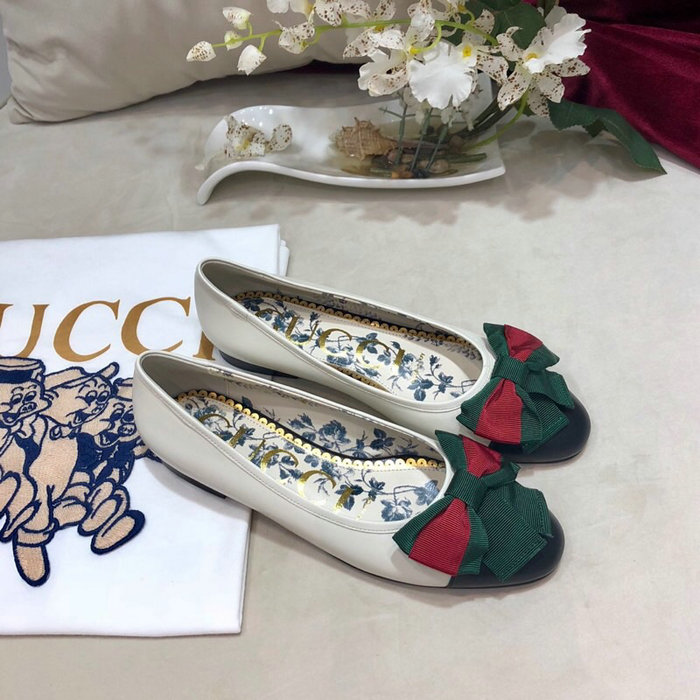 Gucci Leather ballet flat with Web bow 512464F