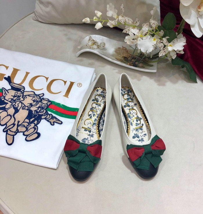 Gucci Leather ballet flat with Web bow 512464F