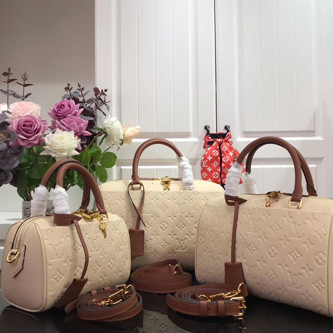 Louis Vuitton Monogram Empreinte Speedy Bandoulier Cream M42397