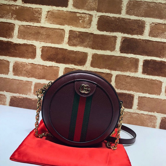 Gucci Ophidia Mini Round Shoulder Bag Burgundy 550618