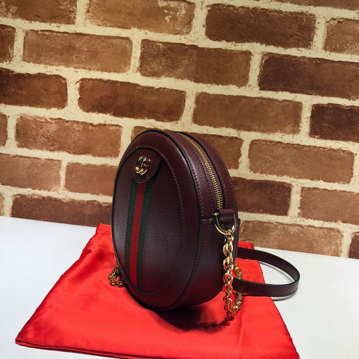 Gucci Ophidia Mini Round Shoulder Bag Burgundy 550618