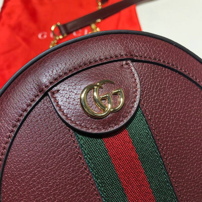 Gucci Ophidia Mini Round Shoulder Bag Burgundy 550618