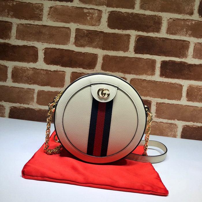 Gucci Ophidia Mini Round Shoulder Bag White 550618