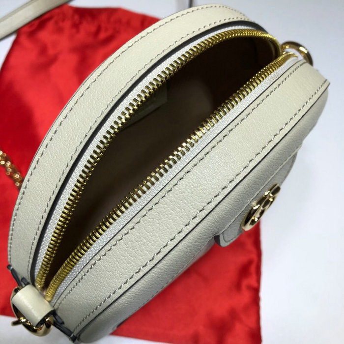 Gucci Ophidia Mini Round Shoulder Bag White 550618