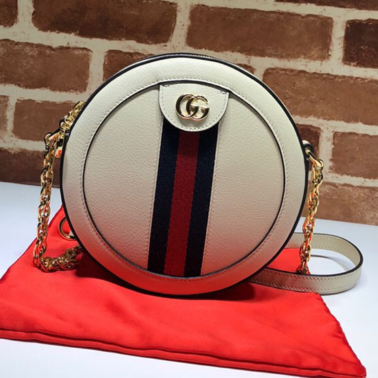 Gucci Ophidia Mini Round Shoulder Bag White 550618