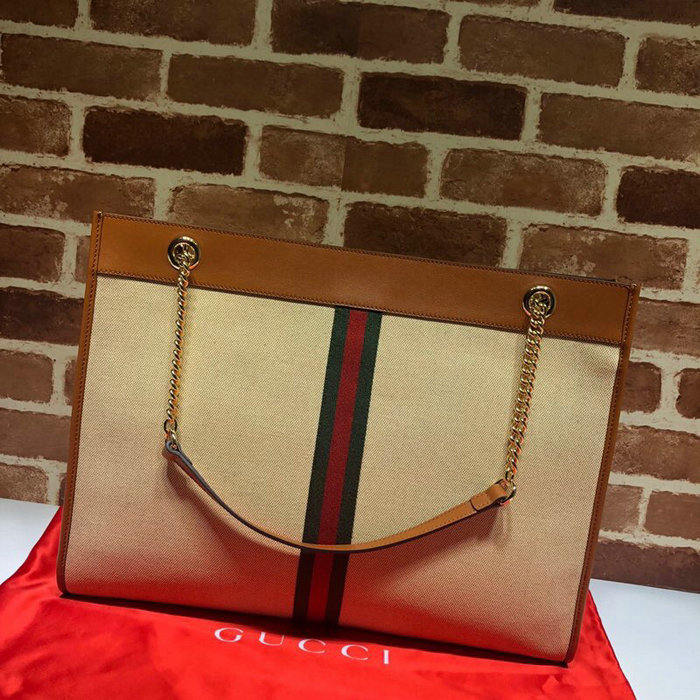 Gucci Vintage Canvas Rajah Large Tote Beige 537219