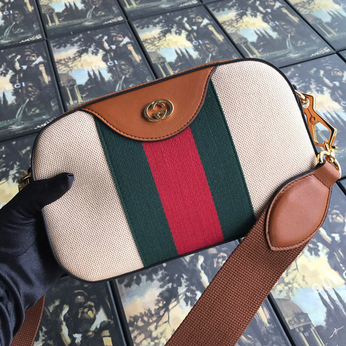 Gucci Vintage Canvas Shoulder Bag Beige 575073