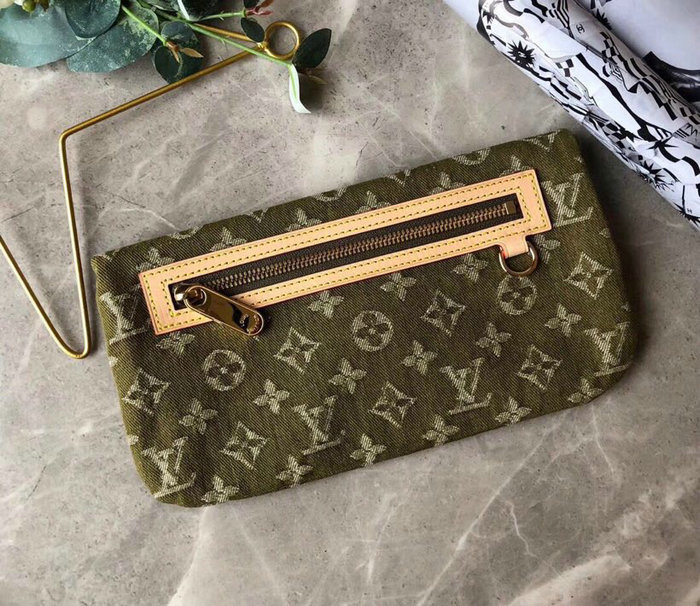 Louis Vuitton Monogram Denim Clutch Bag Green M44472