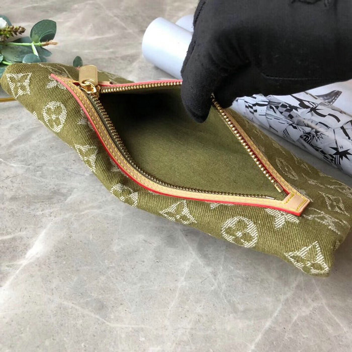 Louis Vuitton Monogram Denim Clutch Bag Green M44472