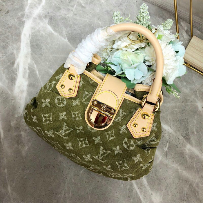 Louis Vuitton Monogram Denim Preity Handbag Green M95020