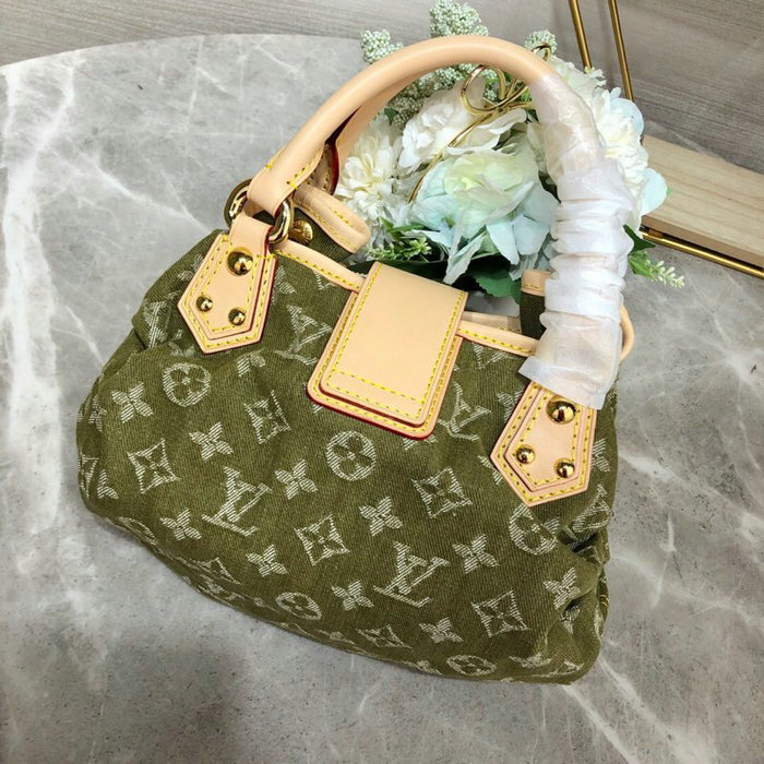 Louis Vuitton Monogram Denim Preity Handbag Green M95020