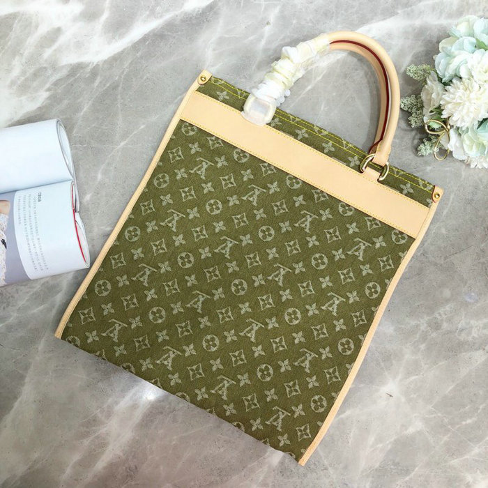 Louis Vuitton Monogram Denim Tote Bag Green M95018