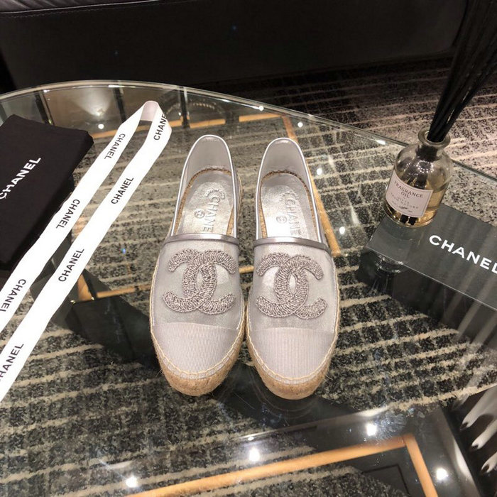 Chanel Mesh & Grosgrain espadrilles Silver C15063