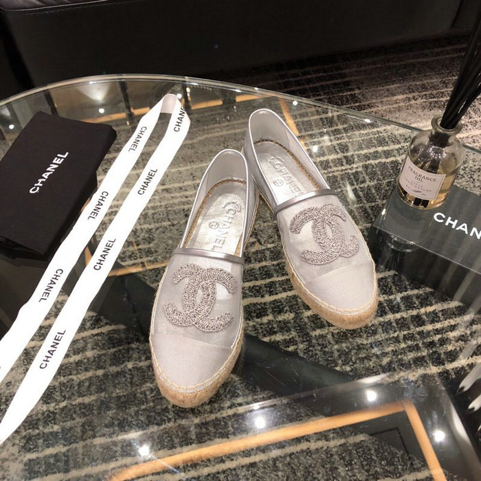 Chanel Mesh & Grosgrain espadrilles Silver C15063