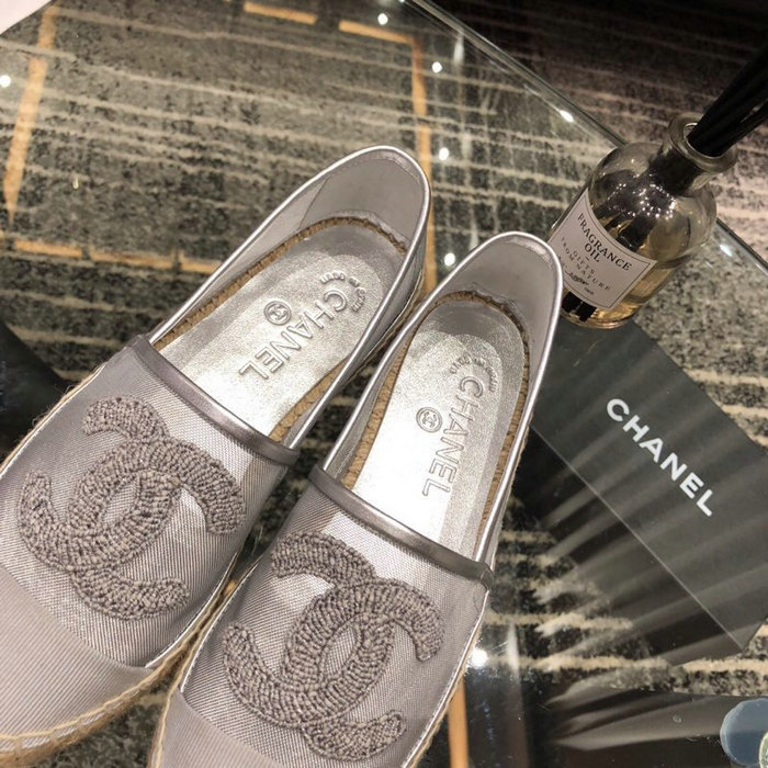 Chanel Mesh & Grosgrain espadrilles Silver C15063