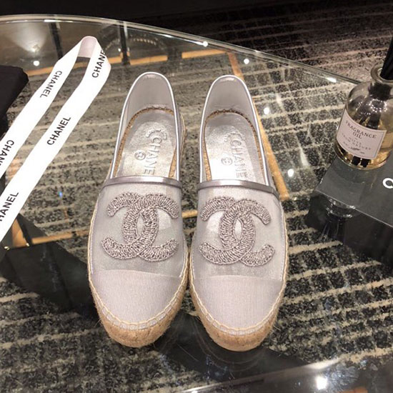 Chanel Mesh & Grosgrain espadrilles Silver C15063