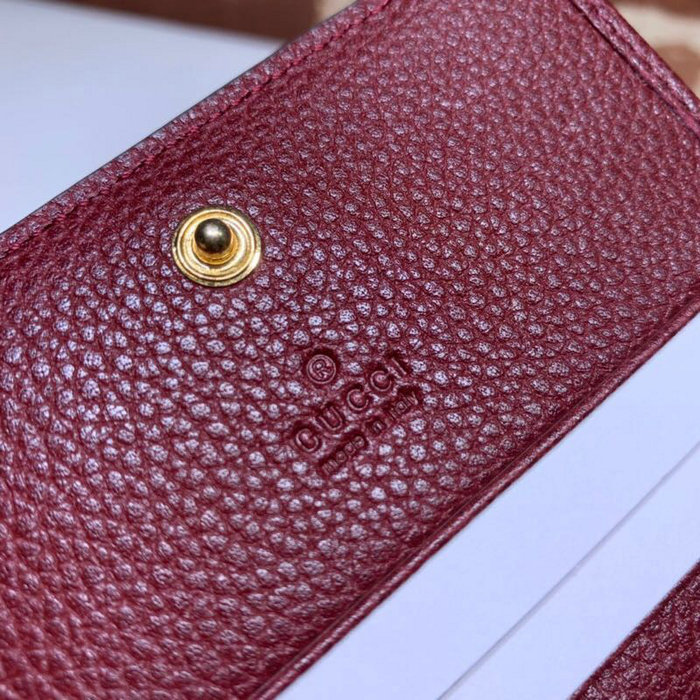 Gucci Zumi Grainy Leather Card Case Wallet Burgundy 570660