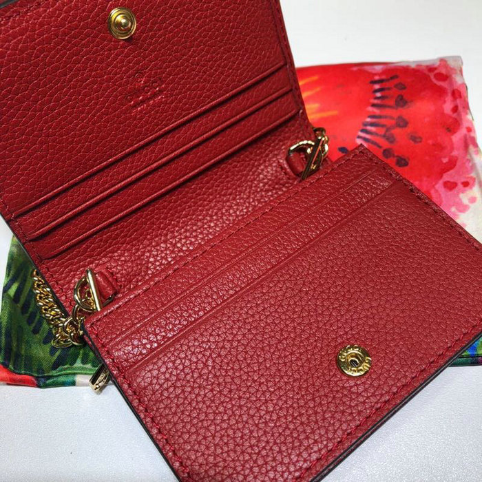 Gucci Zumi Grainy Leather Card Case Wallet Red 570660