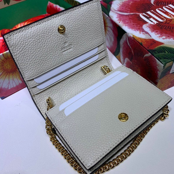 Gucci Zumi Grainy Leather Card Case Wallet White 570660