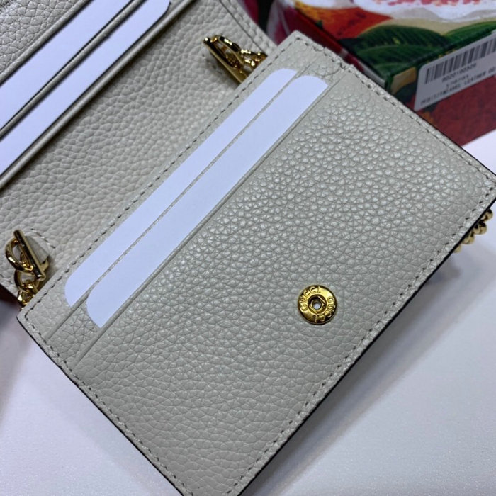 Gucci Zumi Grainy Leather Card Case Wallet White 570660