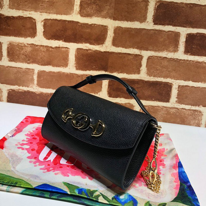 Gucci Zumi Grainy Leather Mini Shoulder Bag Black 564718