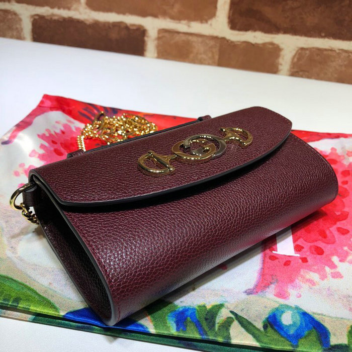 Gucci Zumi Grainy Leather Mini Shoulder Bag Burgundy 564718