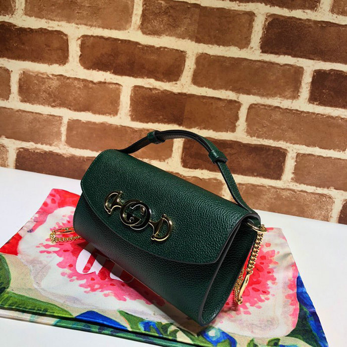 Gucci Zumi Grainy Leather Mini Shoulder Bag Green 564718