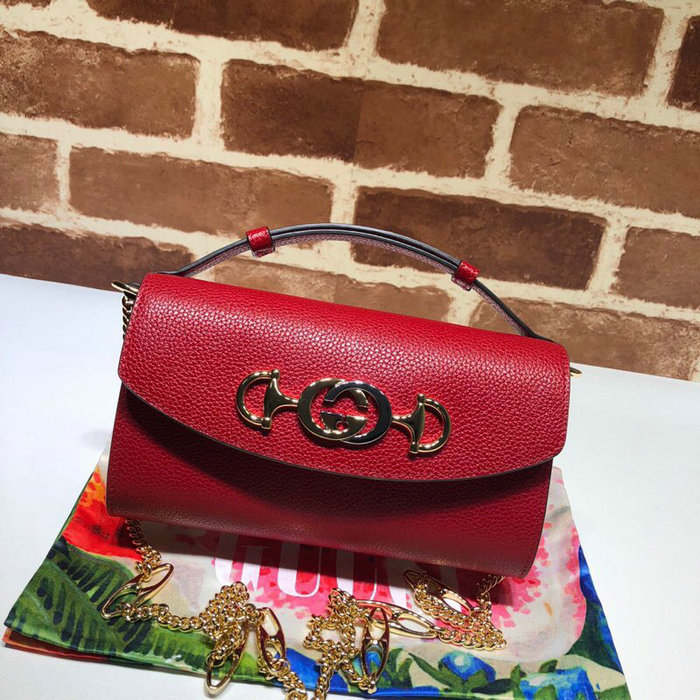 Gucci Zumi Grainy Leather Mini Shoulder Bag Red 564718