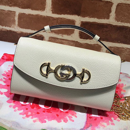 Gucci Zumi Grainy Leather Mini Shoulder Bag White 564718