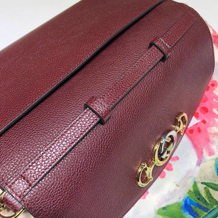 Gucci Zumi Grainy Leather Small Shoulder Bag Burgundy 572375