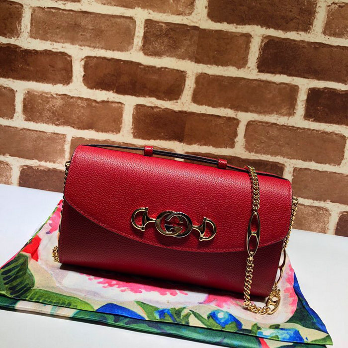 Gucci Zumi Grainy Leather Small Shoulder Bag Red 572375