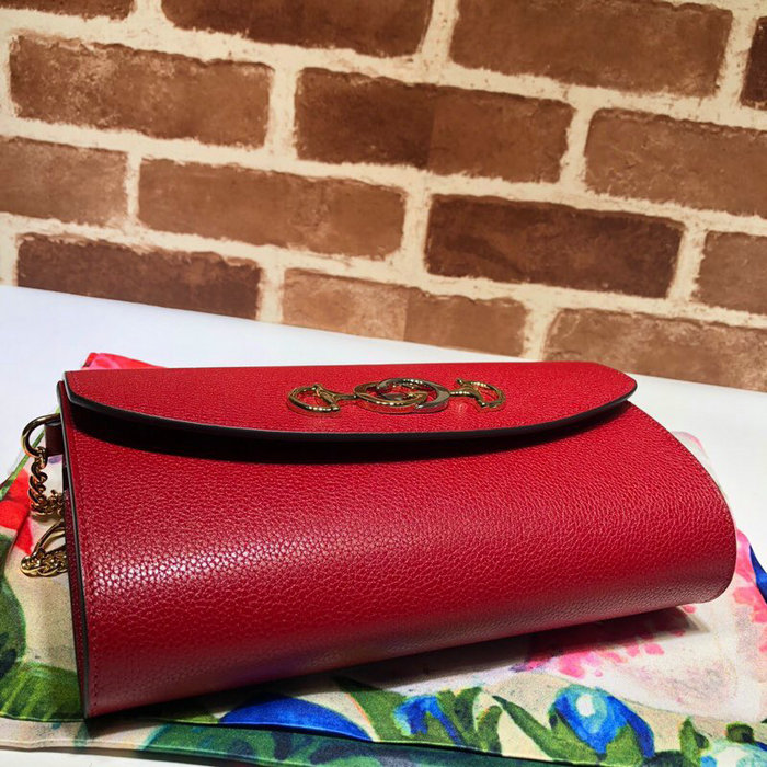 Gucci Zumi Grainy Leather Small Shoulder Bag Red 572375