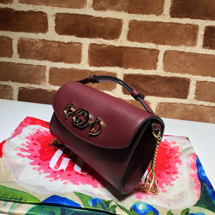 Gucci Zumi Smooth Leather Mini Shoulder Bag Burgundy 564718