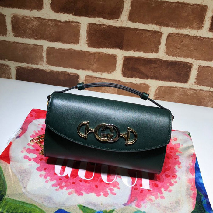 Gucci Zumi Smooth Leather Mini Shoulder Bag Green 564718