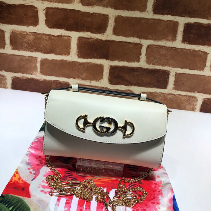 Gucci Zumi Smooth Leather Mini Shoulder Bag White 564718